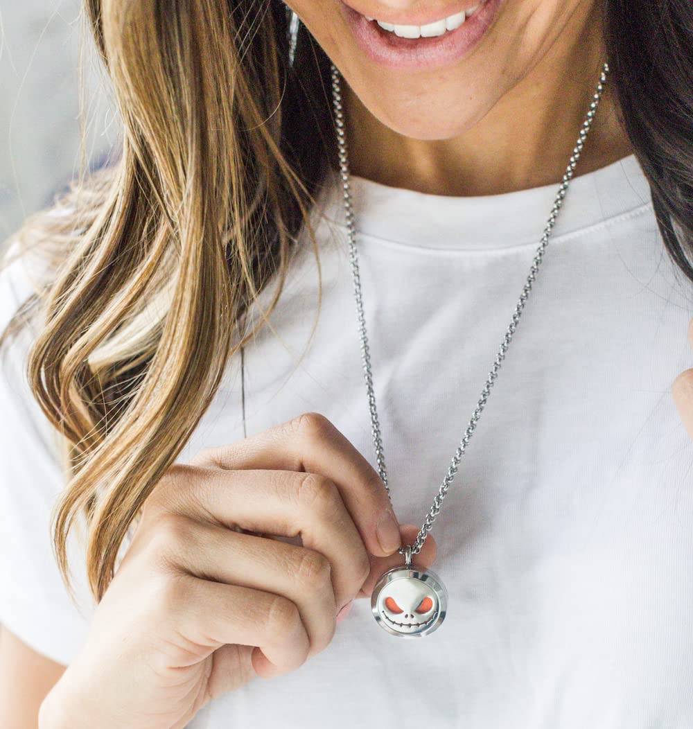 Wild Essentials Jack Skullington Essential Oil Diffuser Necklace (Silver Skull, No Oils)