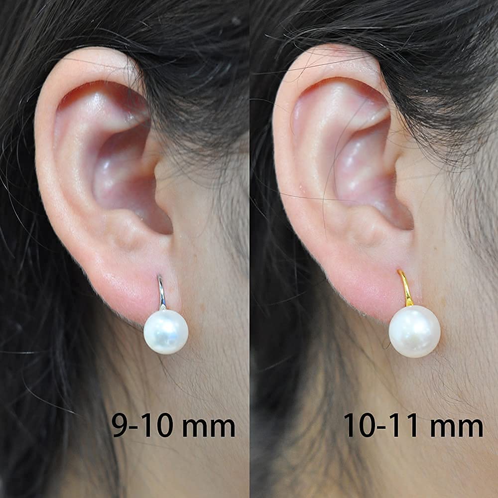 Alevel 9-10mm Freshwater Cultured Big Pearl, 925 Sterling Silver Dangle Hook Earrings, Women Gifts