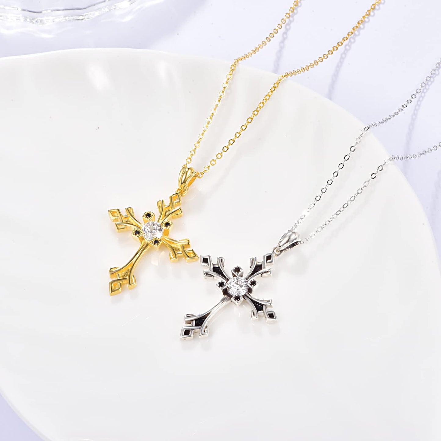 Dreamboat Sterling Silver Cross Necklace for Womens Gold Plated Cross Pendant Crucifix Necklace Faith Christian Jewelry Confirmation Religious Gifts Mother
