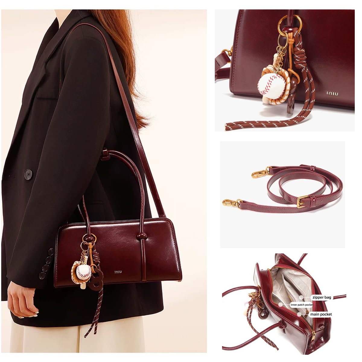 RTPRTP Burgundy Purse for Women, Small Faux Leather Top Handle Satchel Handbag with Detachable Crossbody Strap, Vintage Shoulder Bag for Everyday, Date Night and Travel(burgundy)