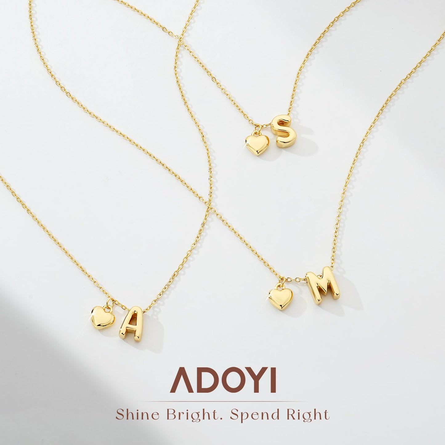 adoyi Gold Heart Initial Necklaces for Women Hers Dainty 14K Gold Plated Heart Layered Letter M Pendant Necklace Stack Trendy Jewelry Birthday Valentines Gifts for Women Jewelry