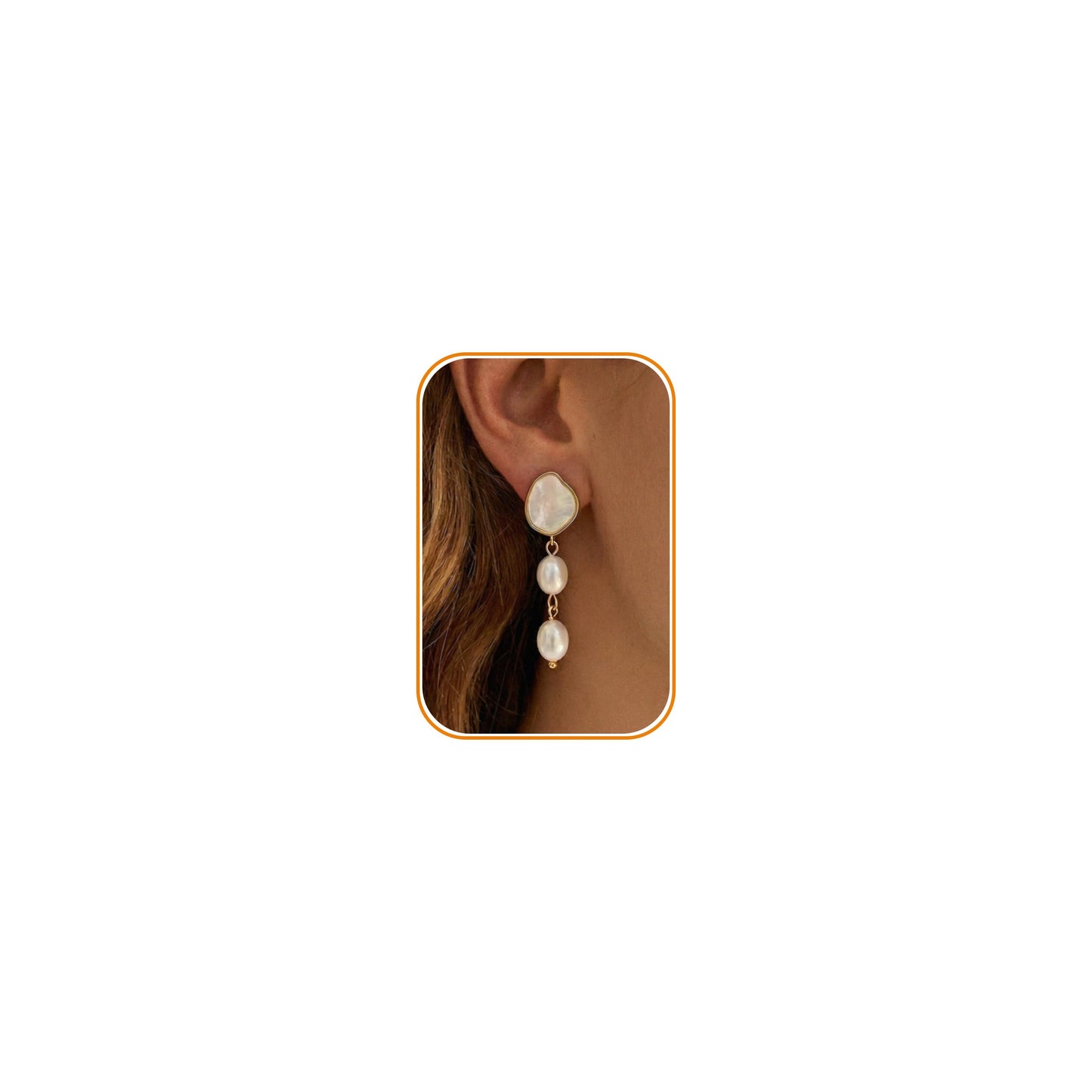 PRTGL Pearl Earrings - Silver 14 White Gold Plated Irregular Mother of Pearl Drop Dangle Earrings for Women Wedding Bridal