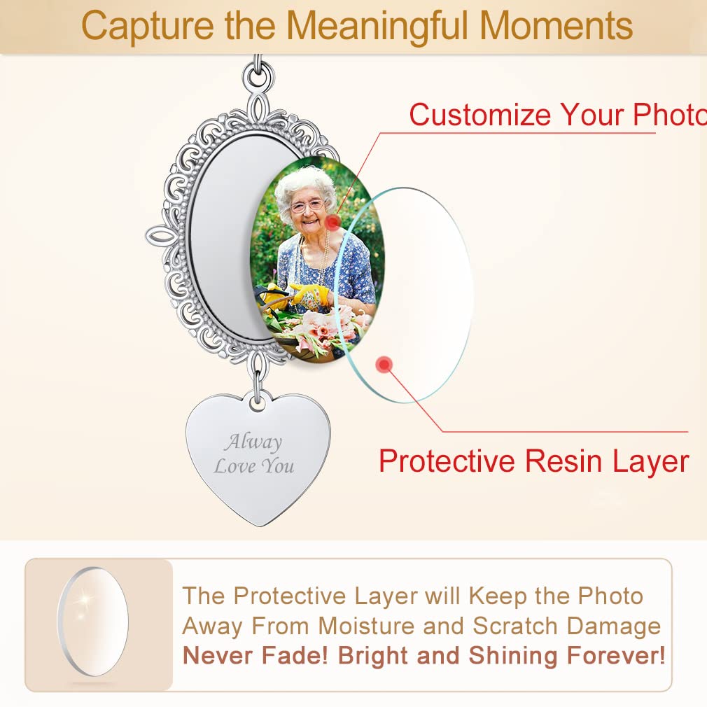 Custom4U Wedding Bouquet Photo Charm Oval Bridal Memorial Pins Custom