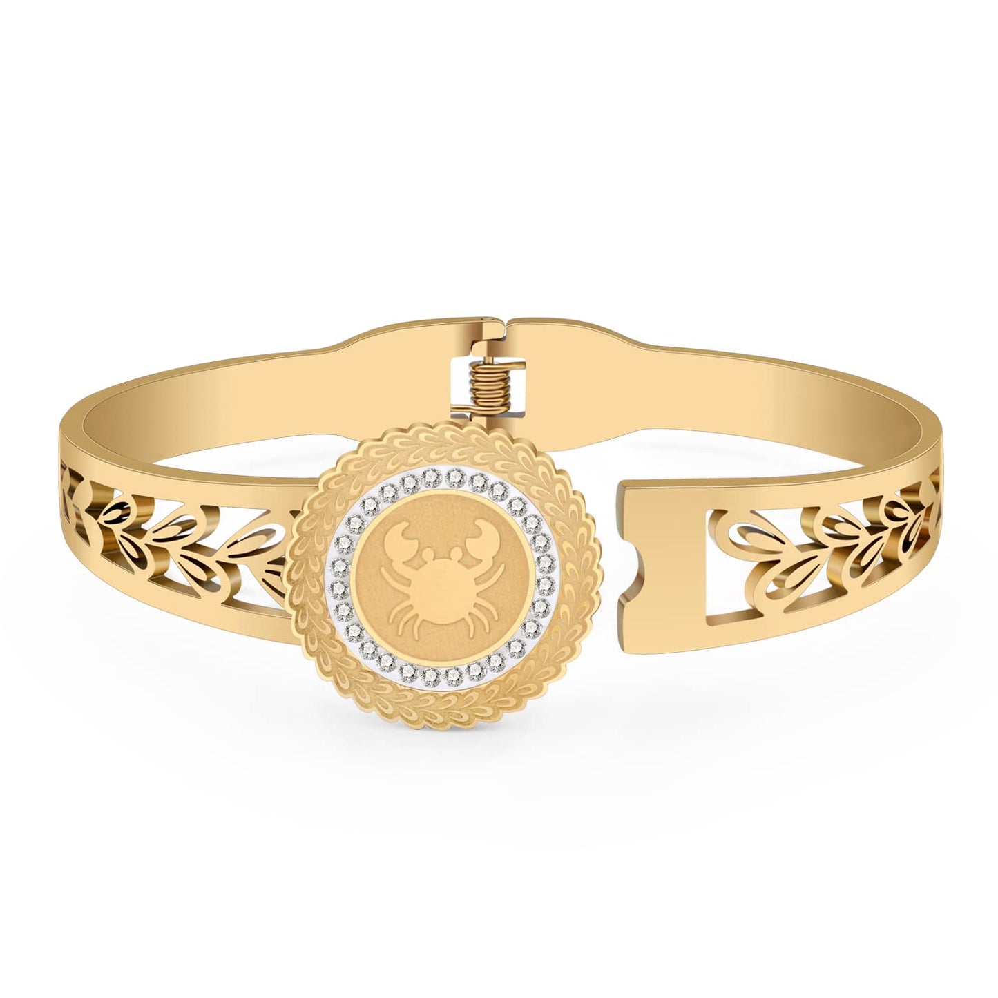 YAYAKO Stainless Steel Constellation Bracelets Bangle Zodiac Gifts for Women Birthday Gifts (Cancer 044)