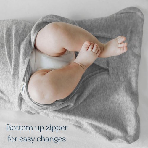 HALO 100% Cotton Sleepsack Swaddle - 3-Way Adjustable Wearable Blanket, TOG 1.5, Heather Grey, Small (3-6 Months)