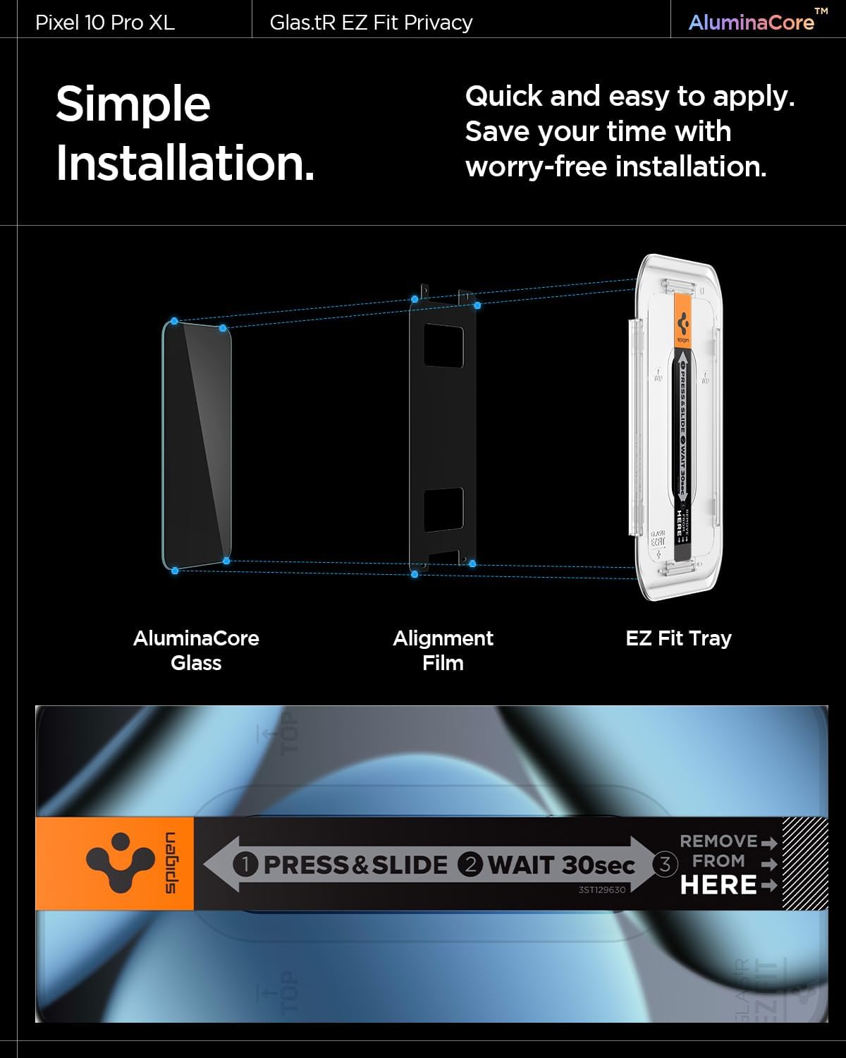 10 9 [2 Pack] 9H+ Spigen AluminaCore Tempered Glass Screen Protector [GlasTR EZ FIT - Privacy] designed for Pixel Pro