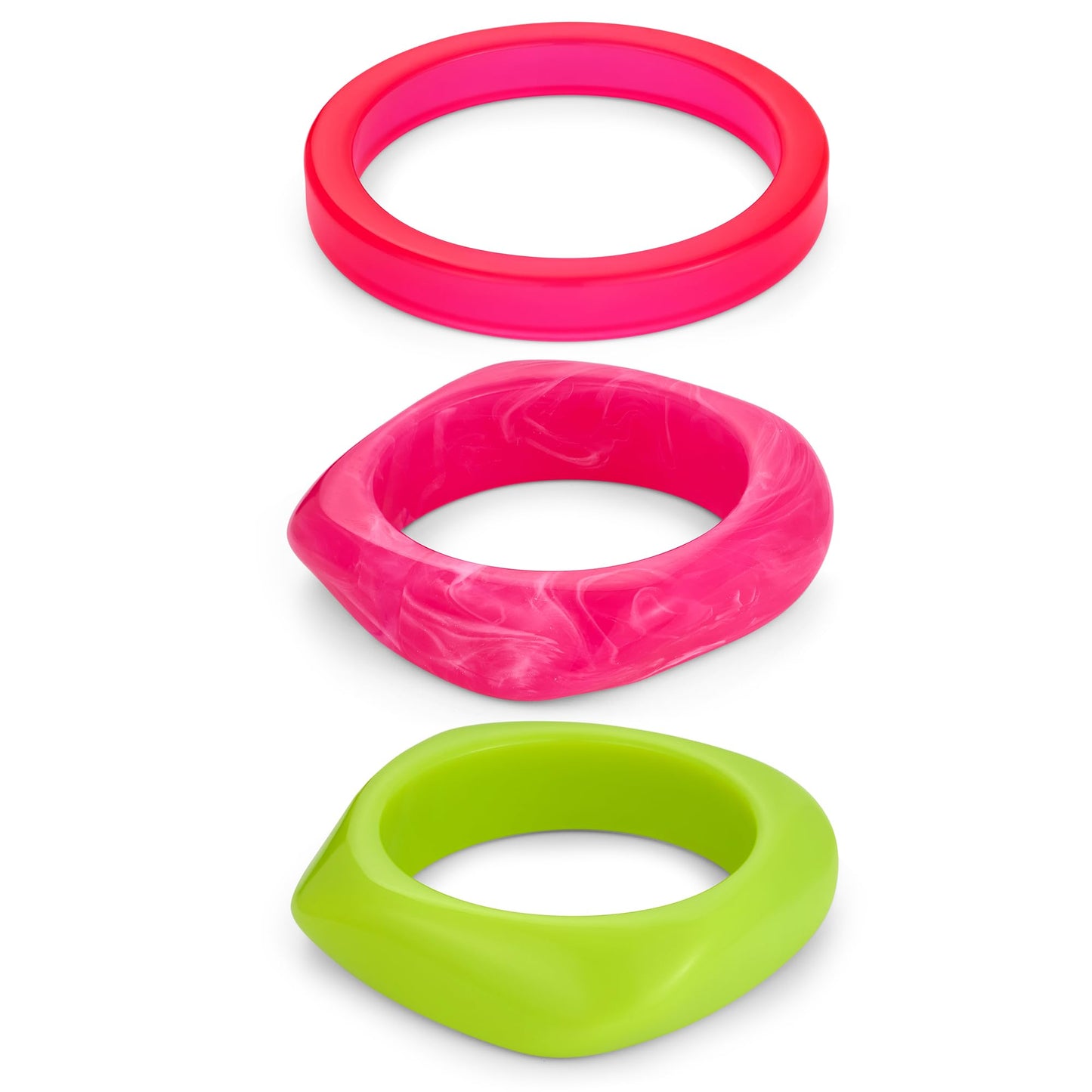 ENSKEFEN 3PCS Colorful Acrylic Resin Bangle Bracelet for Women Wide Chunky Irregular Geometric Acrylic Bracelets Fashion Bold Statement Resin Bangles Jewelry