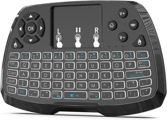 Miritz A3 -2.4GHz 7-Clolor TV/PS4/MacOS/Tablet Mini Keyboard with Touchpad & Bluetooth Dual-Mode, Backlit