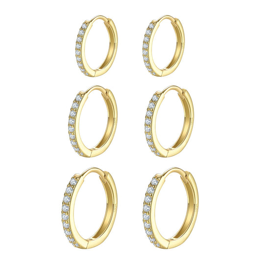 Cartilage Earring Hoop Sterling Silver Small Hoop Earrings Gold Plated Cubic Zirconia Cuff Huggie Hoops Earrings Piercing for Women 8mm 10mm 12mm