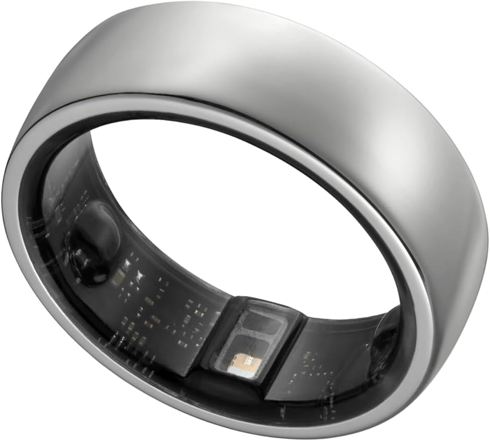 Smart Ring, Activity Trackers, Sleep Ring, Fitness Tracking, Stress Tracker, Heart Rate, Meditation, Temperature, Respiratory, No App Subscription, Women, Men, iOS, Android (Silver, 7)