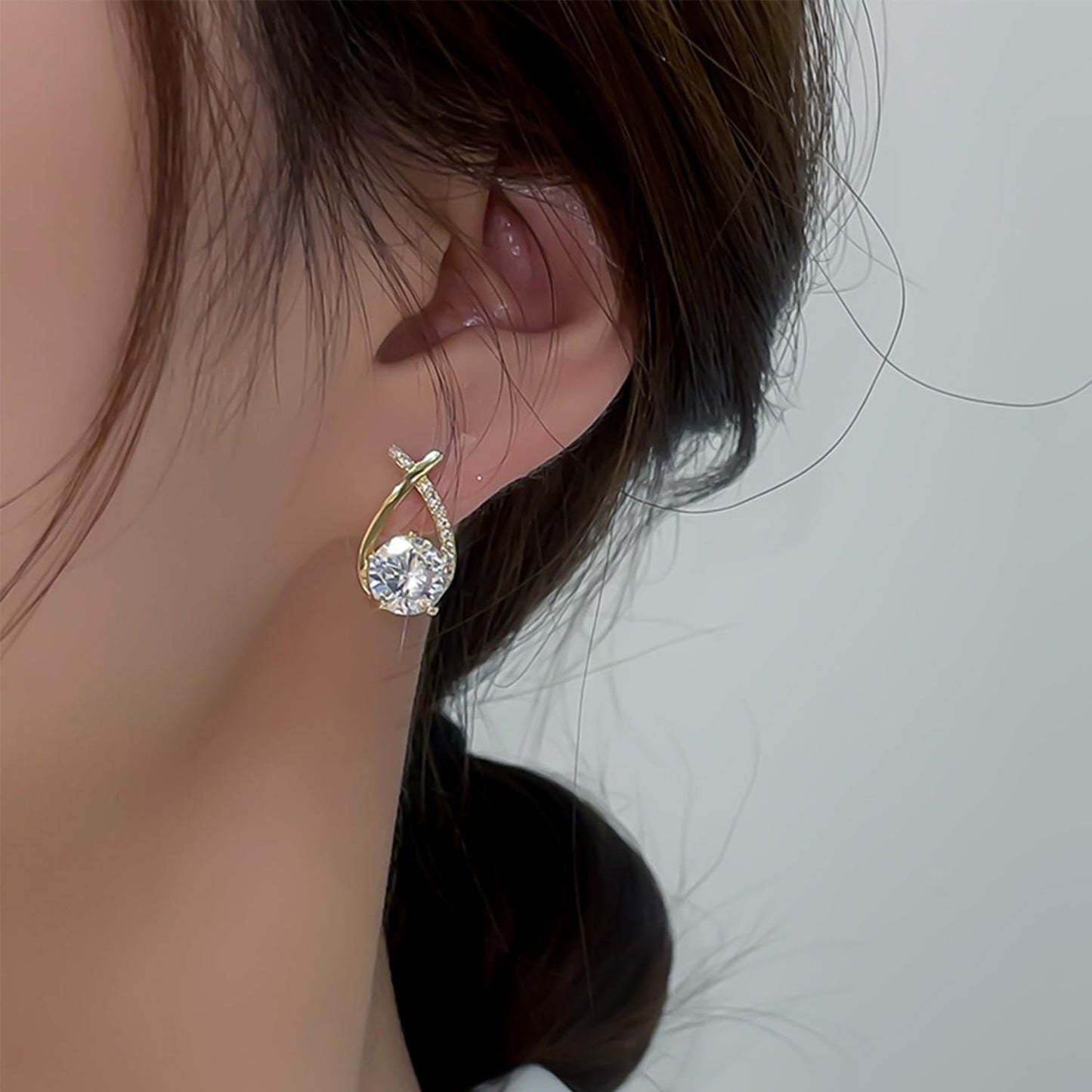 Halolux Lymphvity Germanium Earrings for Women Atheniz Lymphatic Drainage Earrings Gold Silver Cubic Zirconia Hoop Earrings Trendy Jewelry for Women (Sliver B+Sliver B)