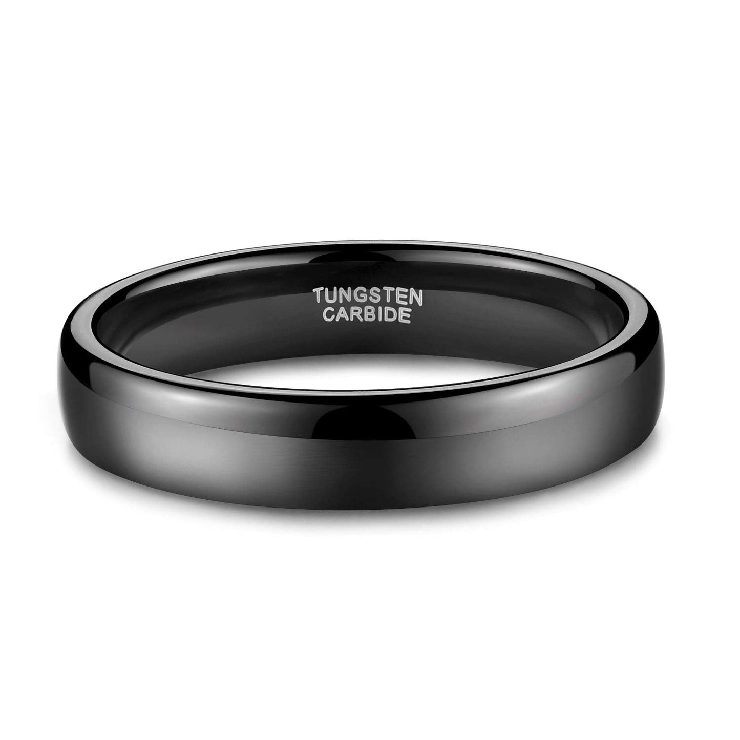 TRUMIUM 4mm Mens Womens Wedding Band Tungsten Carbide Black Rings High Polished Beveled Edges Comfort Fit Size 12