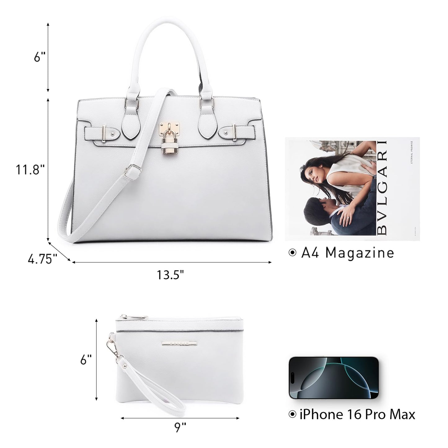 Dasein Women Handbags and Purses Ladies Shoulder Bag Top Handle Satchel Tote Work Bag with Wallet