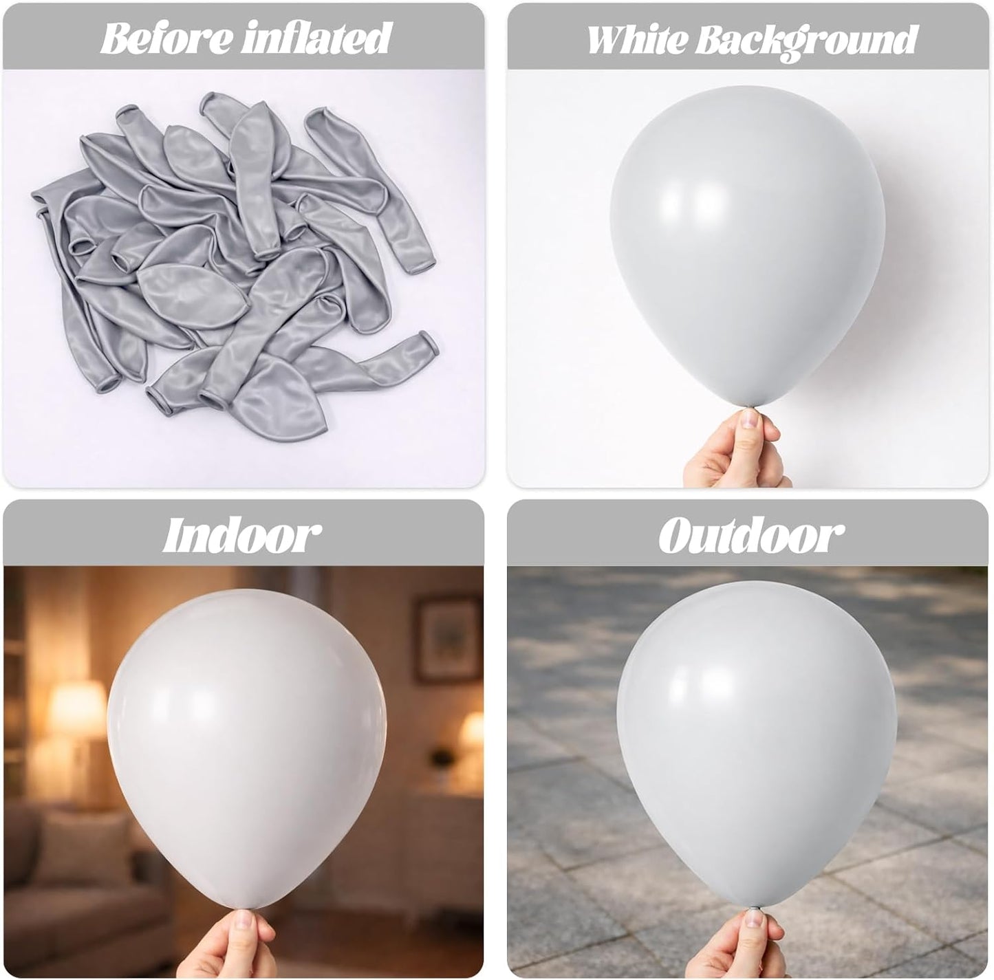 Voircoloria Gray Balloon Garland Kit - 90 Pack in 18/12/10/5 Inch Sizes | Perfect for Graduation, Weddings, and Baby Showers