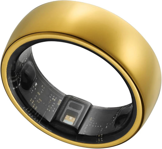Smart Ring, Activity Trackers, Sleep Ring, Fitness Tracking, Stress Tracker, Heart Rate, Meditation, Temperature, Respiratory, No App Subscription, Women, Men, iOS, Android (Golden, 9)
