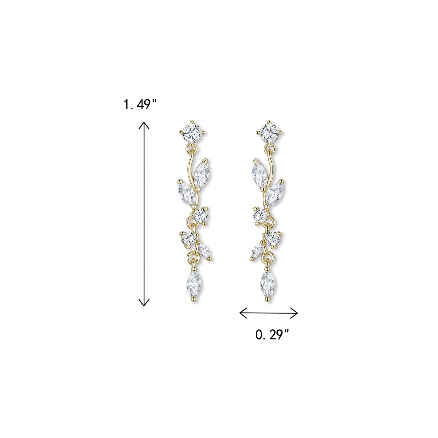 FANZE Marquise Cubic Zirconia Wedding Earrings for Women Brides Bridesmaids, Crystal Dangle Drop Gold Earrings for Women Jewelry Gifts