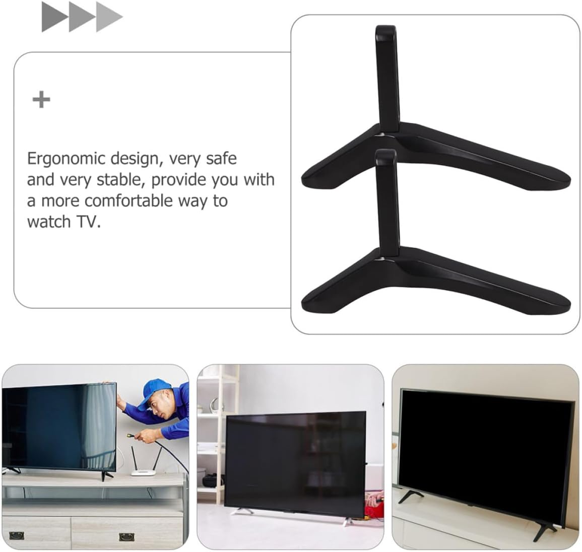 jojofuny Countertop Heavy Duty Aluminum TV Stand Base with Brackets, Universal TV Table Support Legs for Living Room