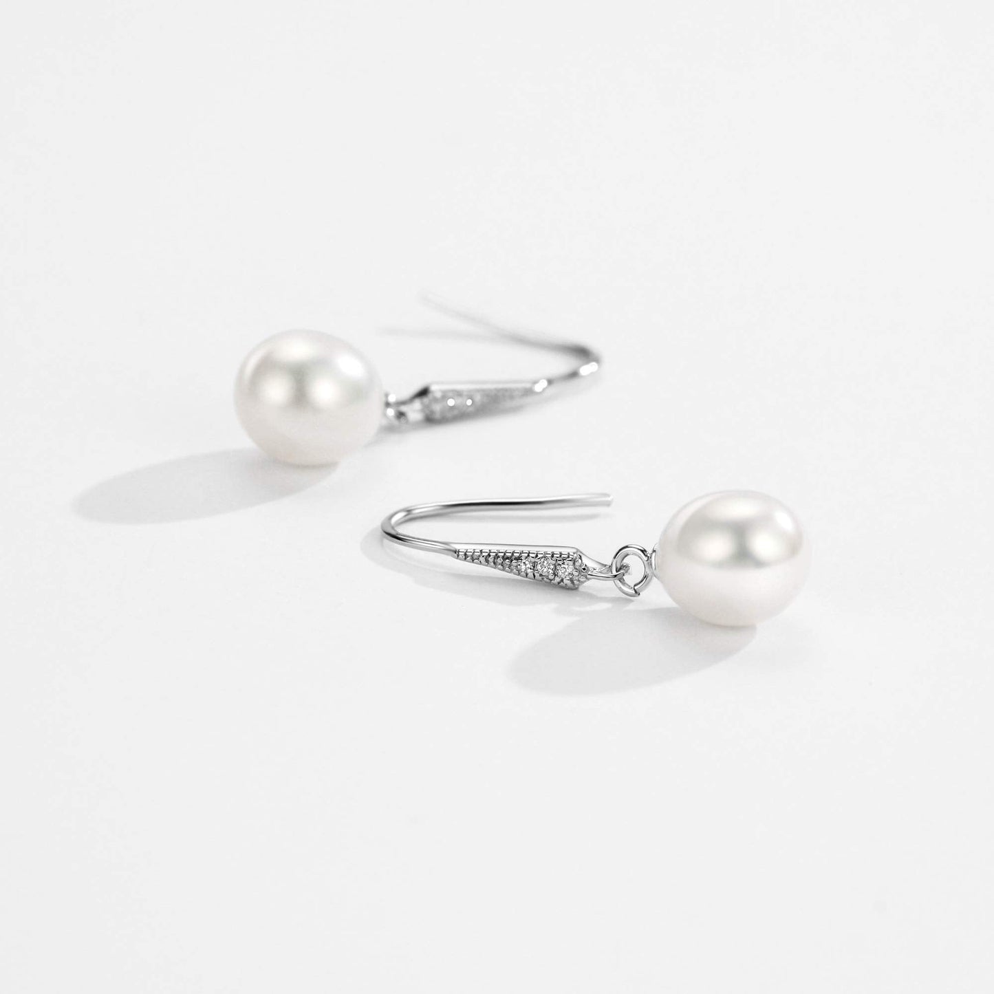 Michooyel S925 White Freshwater Pearl Drop Earrings Dangle Earrings Sterling Silver Fine Jewelry For Women