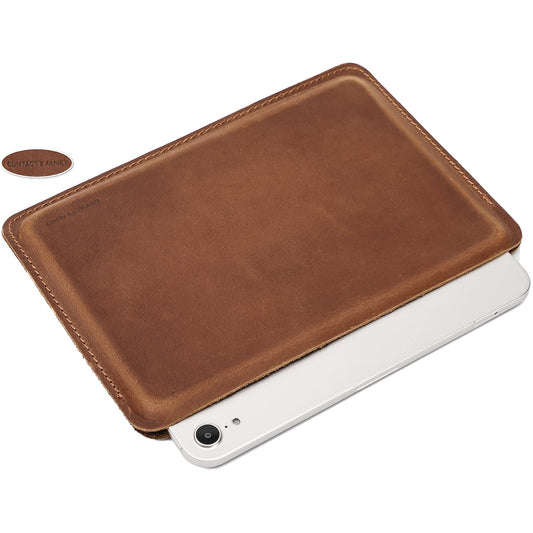 CataPurus Top Grain Leather 8.3" Slim Tablet Sleeve Case Protector, Solid Minimalist Vintage Design, Fully Handmade, Compatible with 8.3" iPad mini 6 iPad mini 7.9" & Other Tablet, Brown 8.3 Inch