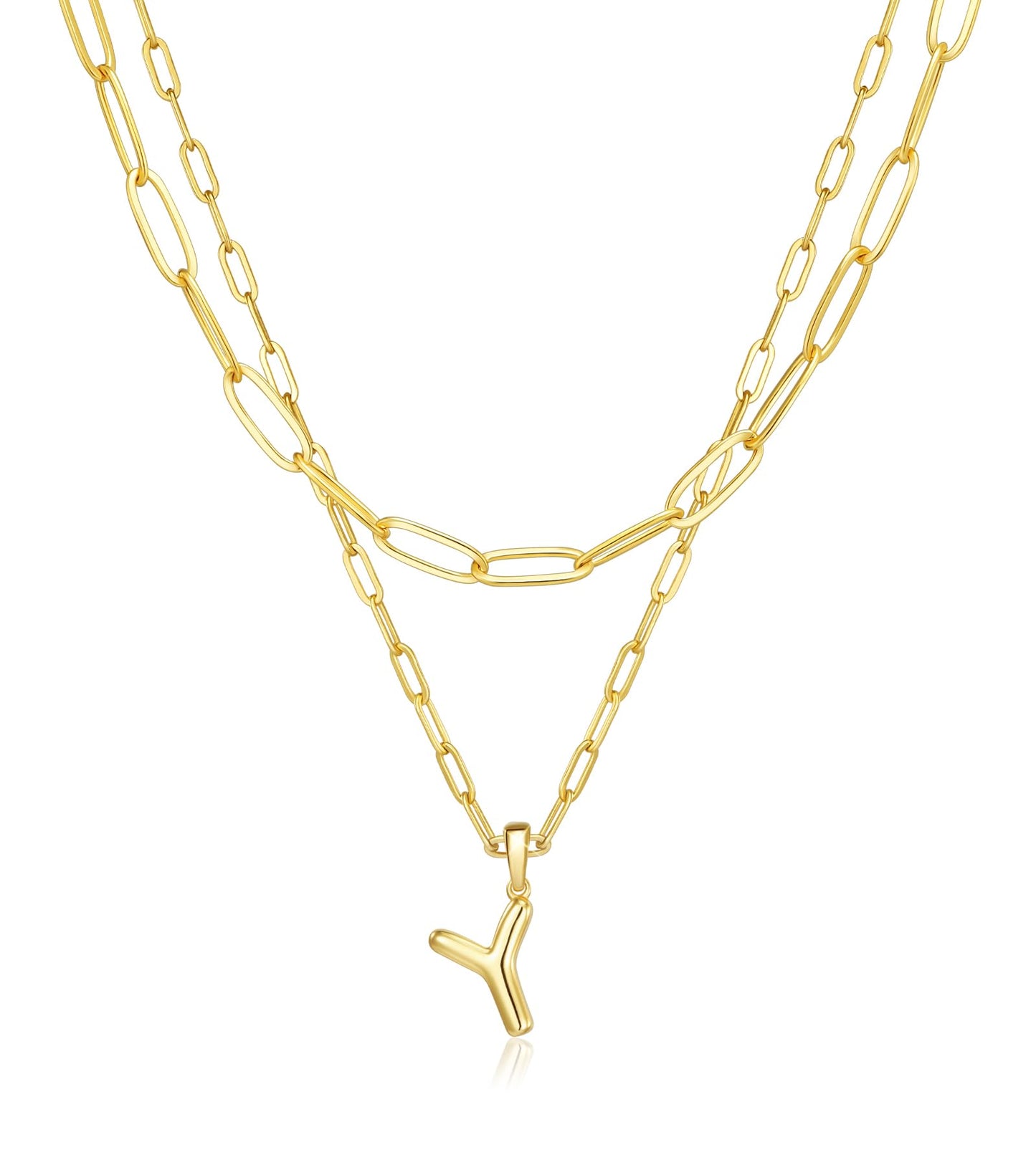 adoyi Gold Heart Initial Necklaces for Women Hers Dainty 14K Gold Plated Layered Letter Y Pendant Necklace Stack Jewelry Birthday Valentines Gifts for Women Mom Wife