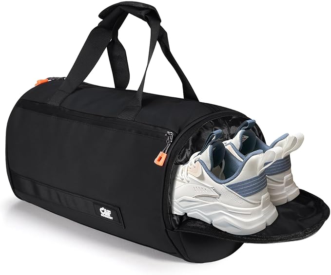 C&F BOGMOST Small Travel Duffel Bag,Compact Sports Small Gym Bag with Shoes Compartment,Lightweight Duffel Bag for Men & Women,Personal Item Travel Bag Weekender Bags for Travel Sports Gym -Black