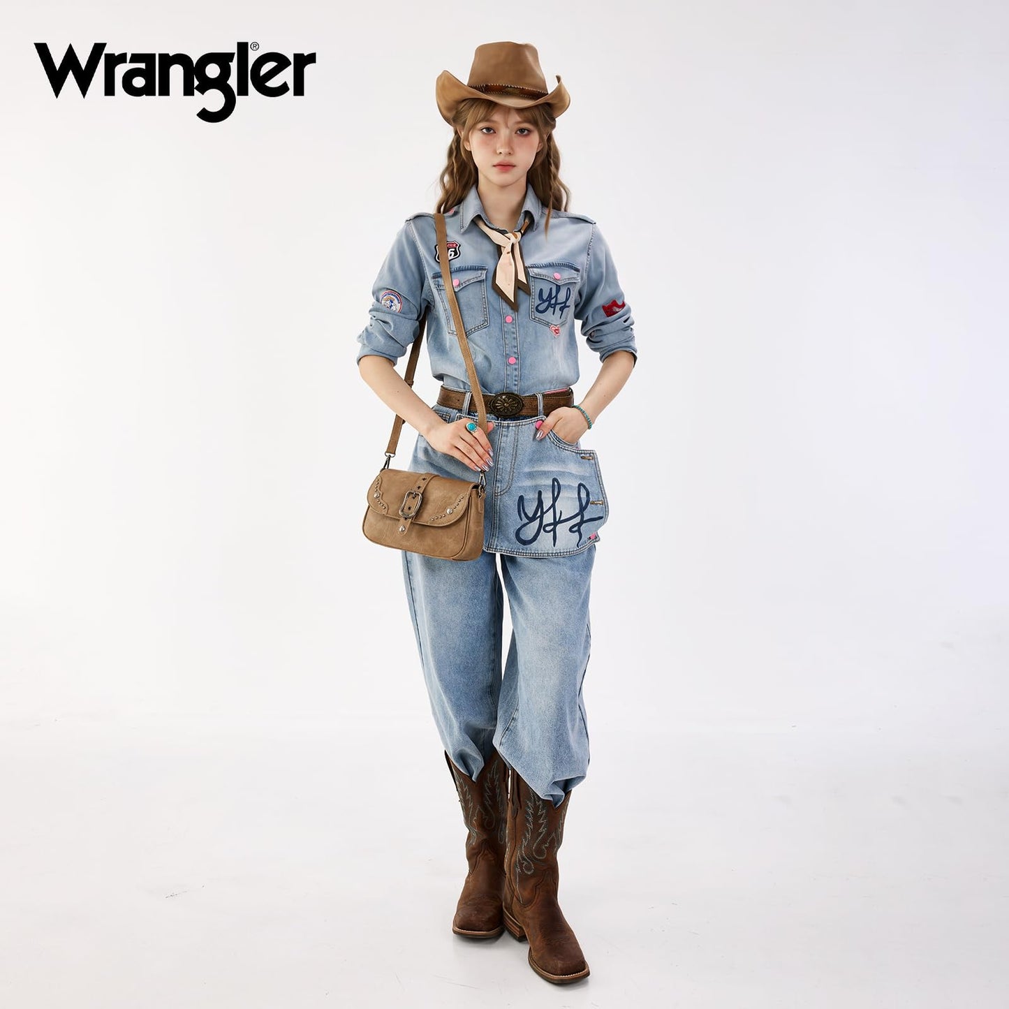 Wrangler Shoulder Bag for Women, Western Purses Small Hobo Handbags Clutch Cowgirl Vintage Retro Underarm Purse with Crossbody Strap WG528-2003KH