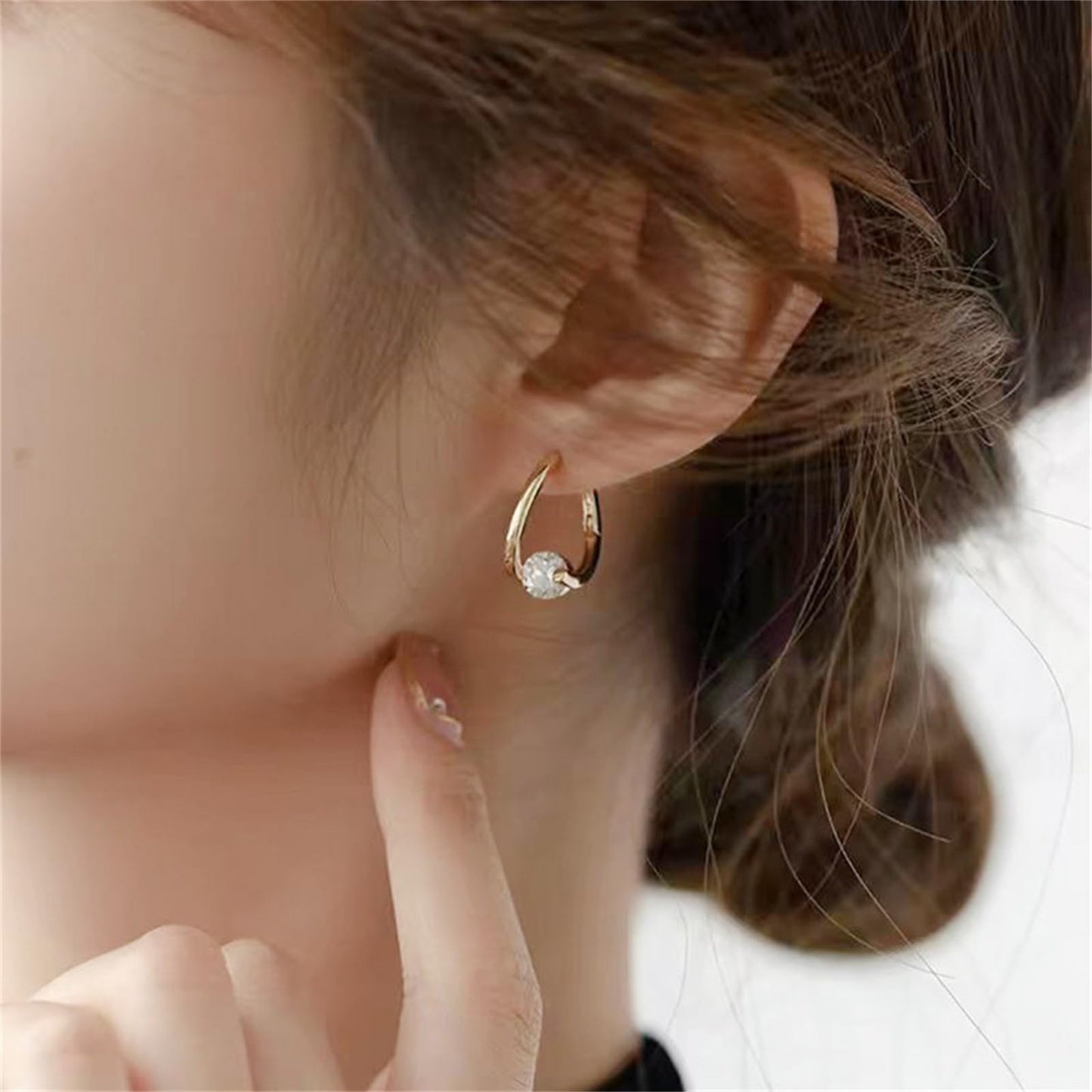 Lymphvity Germanium Crystal Ball Hoop Earrings Gold Silver Plated Unique Colorful Ball Sparkle Rhinestone CZ Lucky Round Circle Dangle Hoop Earrings for Women Minimalist Lymphatic Drainage Jewelry Gifts (Gold+silver)