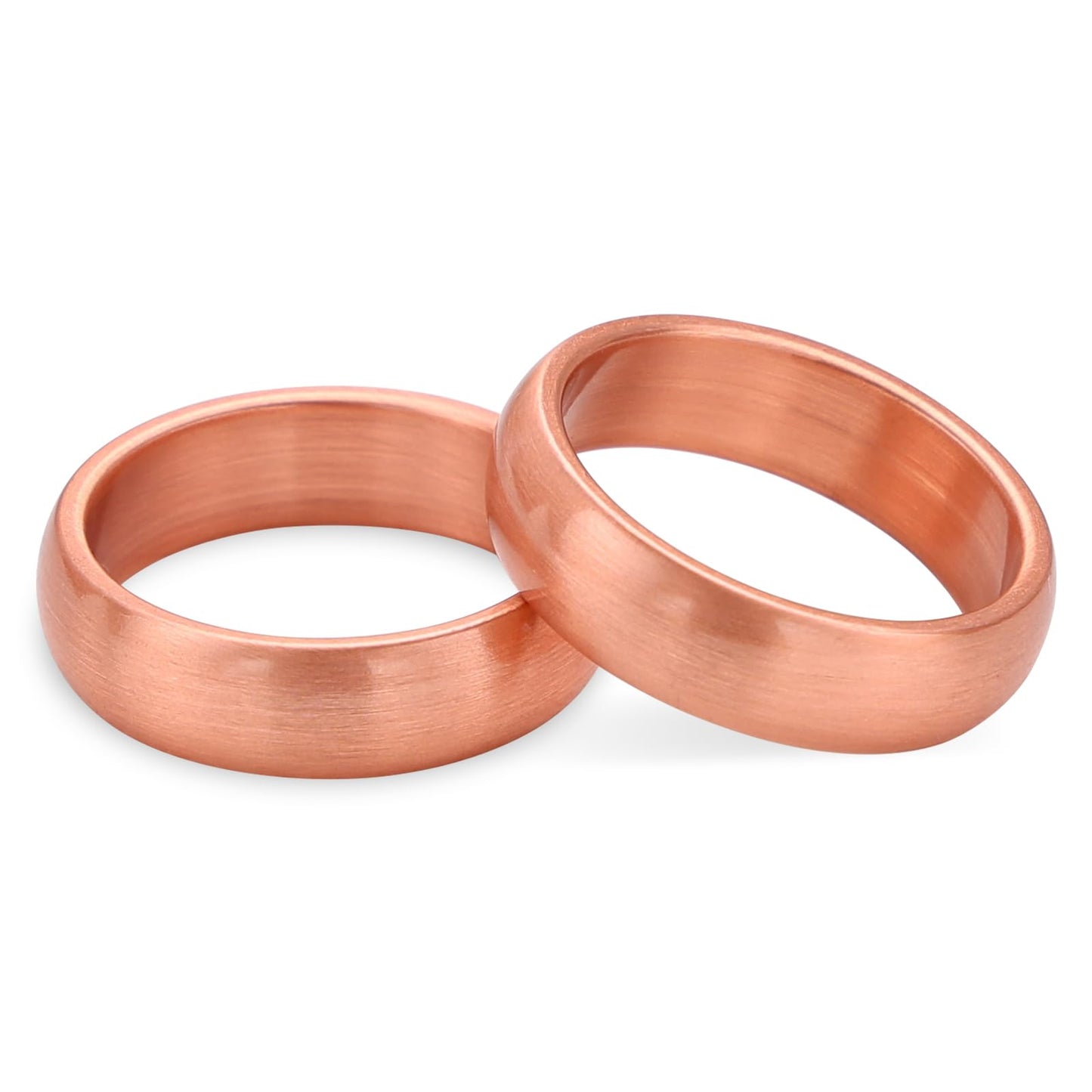 MagEnergy 2Pcs Solid Pure Copper Ring for Men & Women, Uncoated 6mm Wide, Non-Magnetic Smooth Polish, Sizes 4.5-10.5 (6.5)