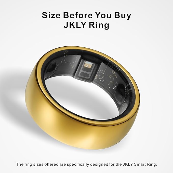 Smart Ring, Activity Trackers, Sleep Ring, Fitness Tracking, Stress Tracker, Heart Rate, Meditation, Temperature, Respiratory, No App Subscription, Women, Men, iOS, Android (Golden, 10)