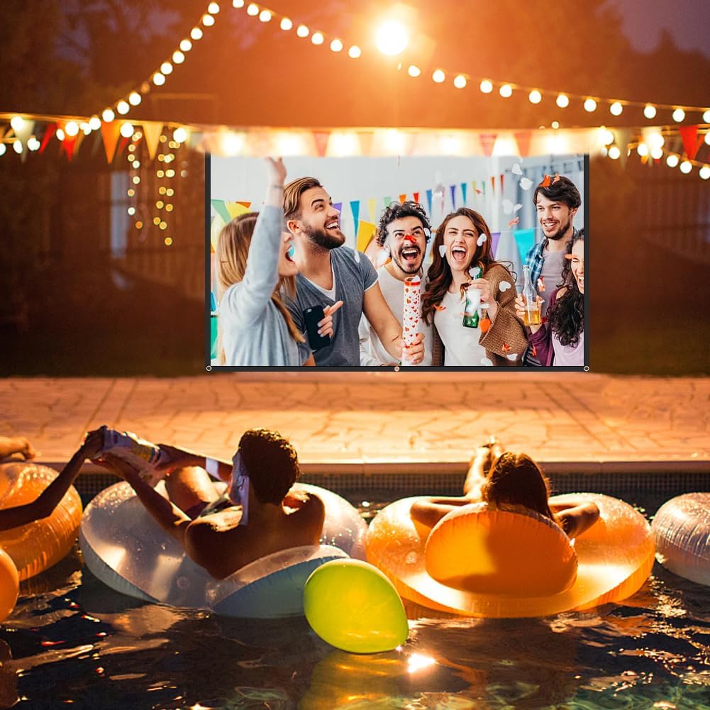 StepOK 16:9 60"|72"|84"|100"|120"|150" (100 inch Projector Screen, White Projector Screen, No Crease Home Theater