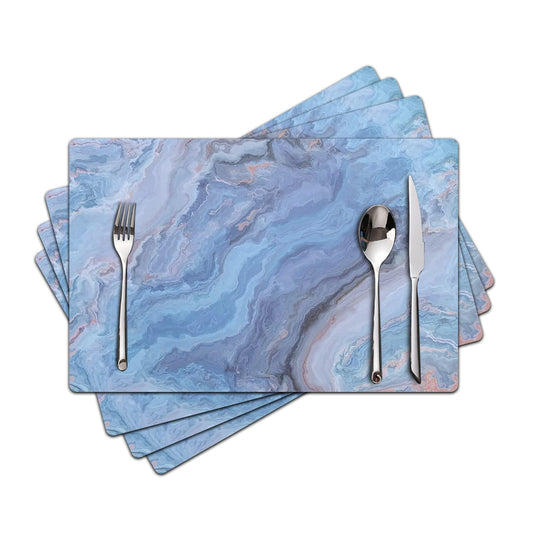 Marble Faux Leather Placemats Set of 4 - Heat Resistant Placemats for Dinner Table, Non-Slip Waterproof Oil-Proof Washable Reusable Placemat for Indoor Outdoor Kitchen Decor, 15.75In*11.81In