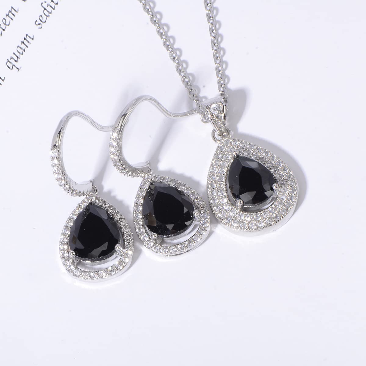 Crystal Wedding Bridal Jewelry Set Teardrop Pendant Necklace Drop Dangle Earrings Set for Bride Bridesmaids Mother of Bride Prom Party Formal Jewelry Set for Women, Cubic Zirconia, Cubic Zirconia