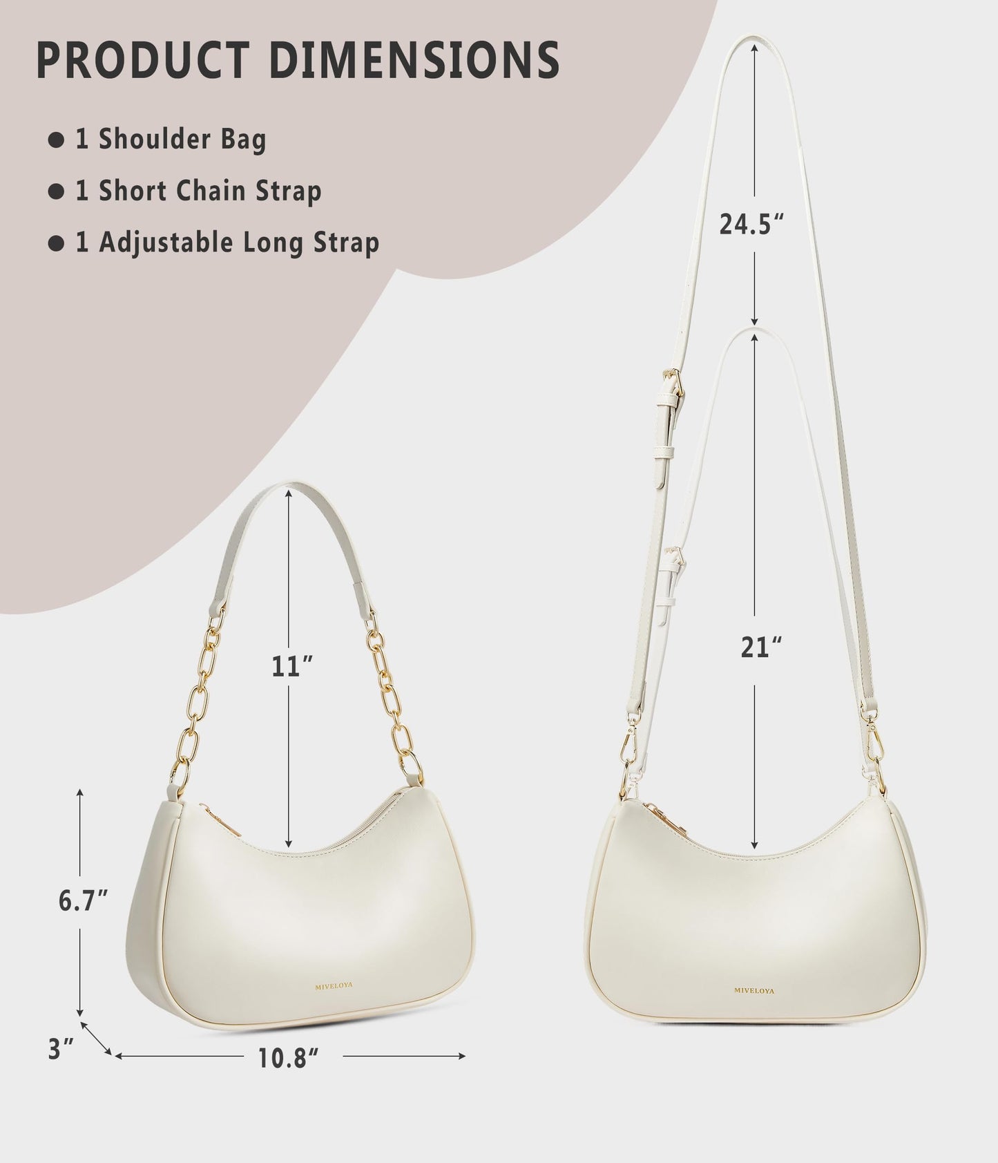 MIVELOYA Anti-Theft Shoulder Bag for Women | RFID Crossbody Purse | Lightweight Crescent Hobo Handbag for Travel & Daily Use