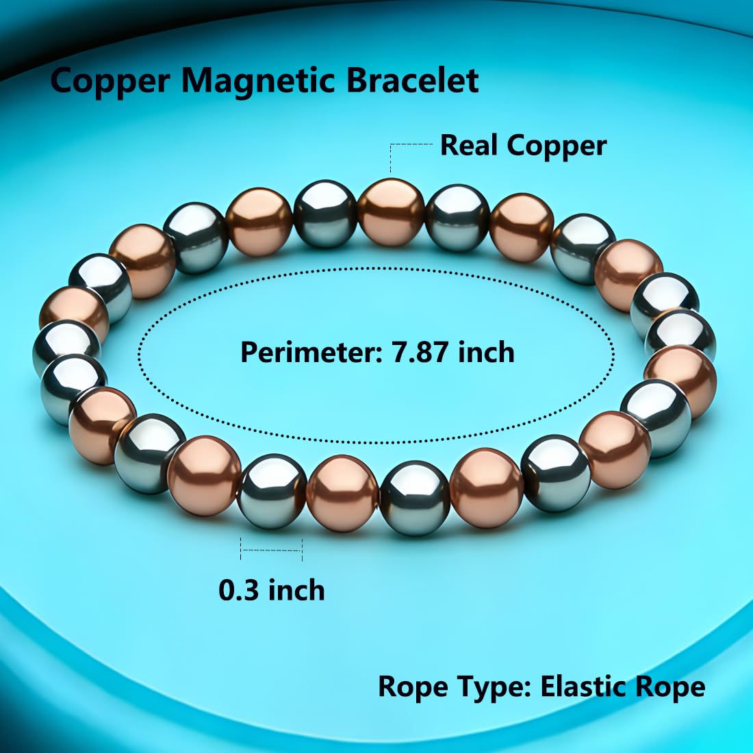 Woman Copper Bracelets Hematite Magnet Bracelet for Woman Man, Womens Copper Bracelets for Pain Relief, Valentine's Day Aniversary Gift Health Gift for Family Pulsera Magnetica Hombre For Mom, 2 Pack