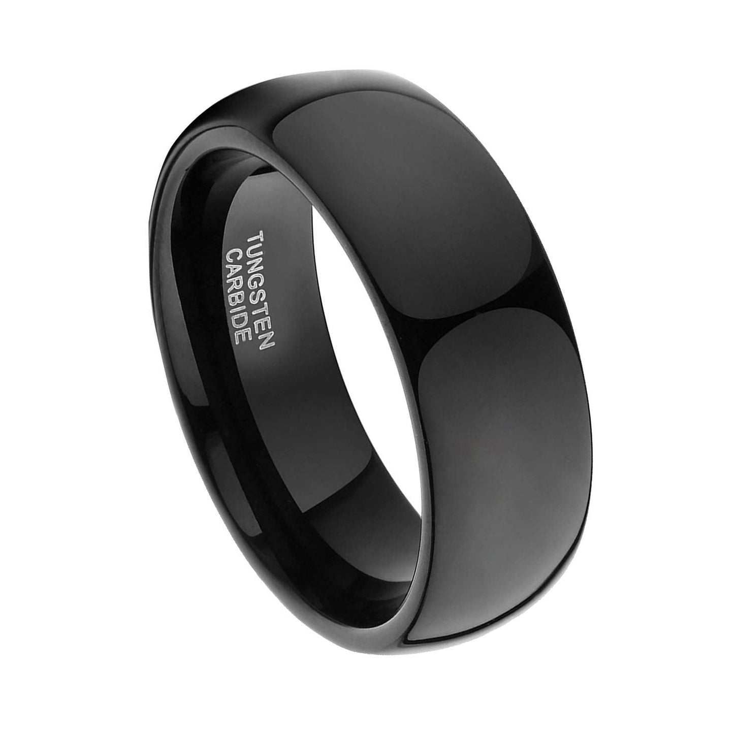 TRUMIUM 8mm Black Ring Band Tungsten Wedding Band for Men Women High Polished Dome Comfort Fit Size 5