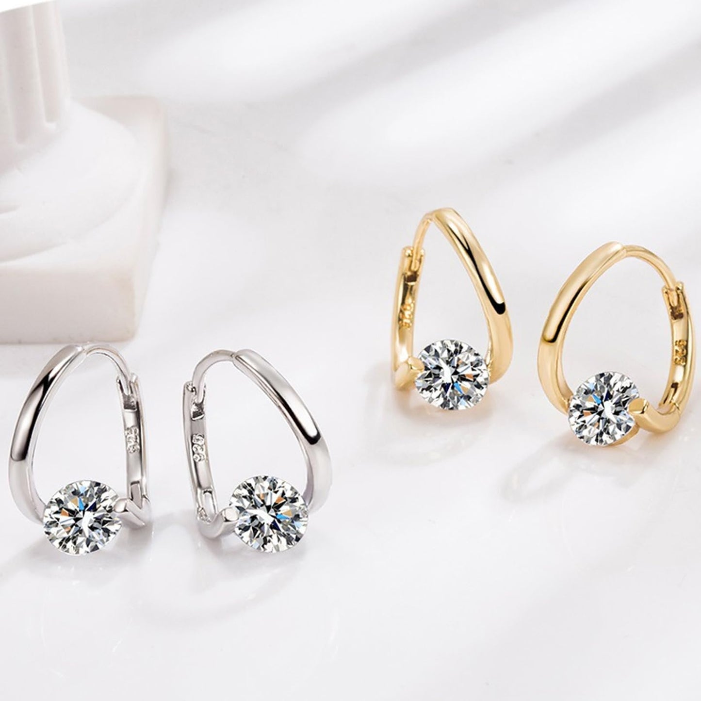 Lymphatic Earrings for Women Silver Zircon Hoop Huggie Earrings Dainty Fashion Jewelry Gifts