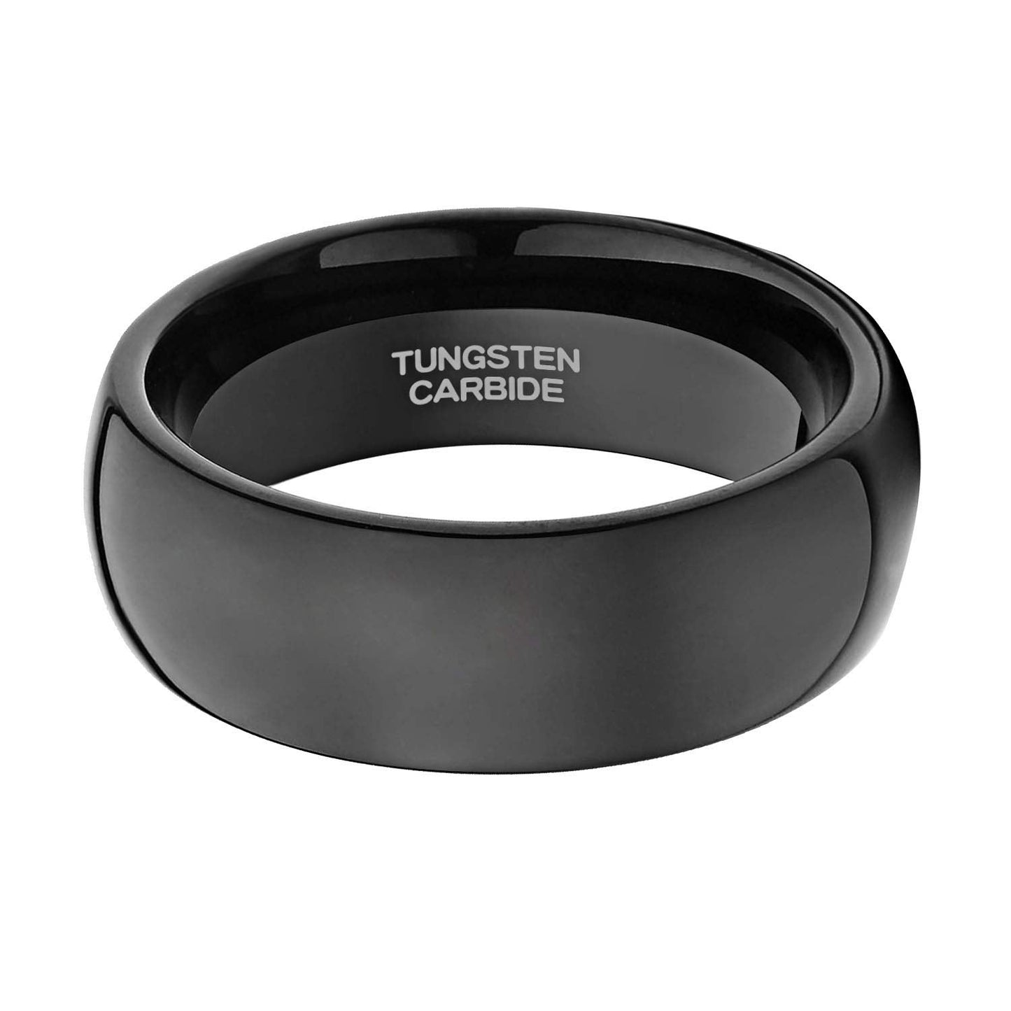 TRUMIUM 8mm Black Ring Band Tungsten Wedding Band for Men Women High Polished Dome Comfort Fit Size 9