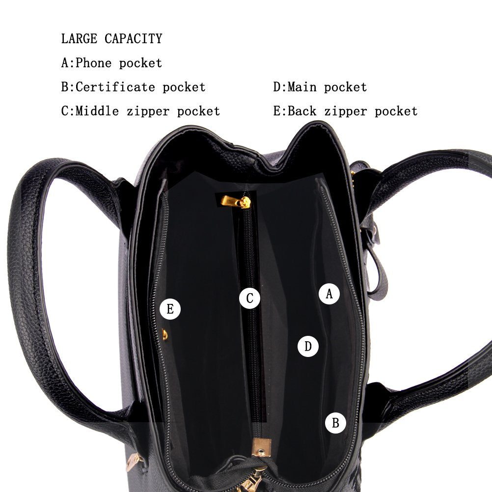 Jeniulet Purses and Handbags for Women Fashion Ladies PU Leather Top Handle Satchel Shoulder Tote Bags