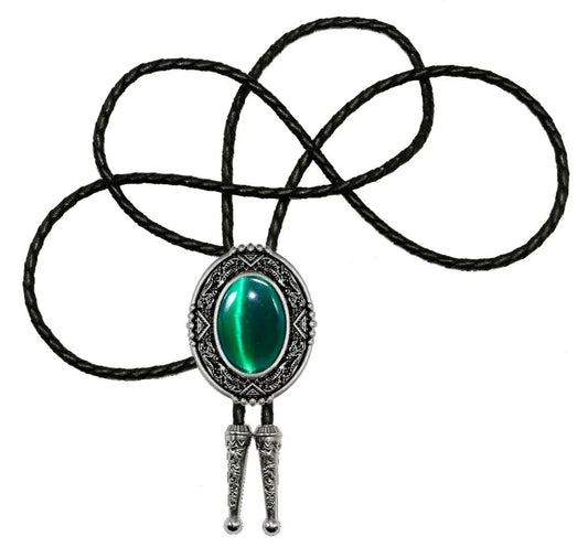 GURANSE Bolo tie With Natural Stone Flower Stripe Round Cowboy Western Style Necktie More Color