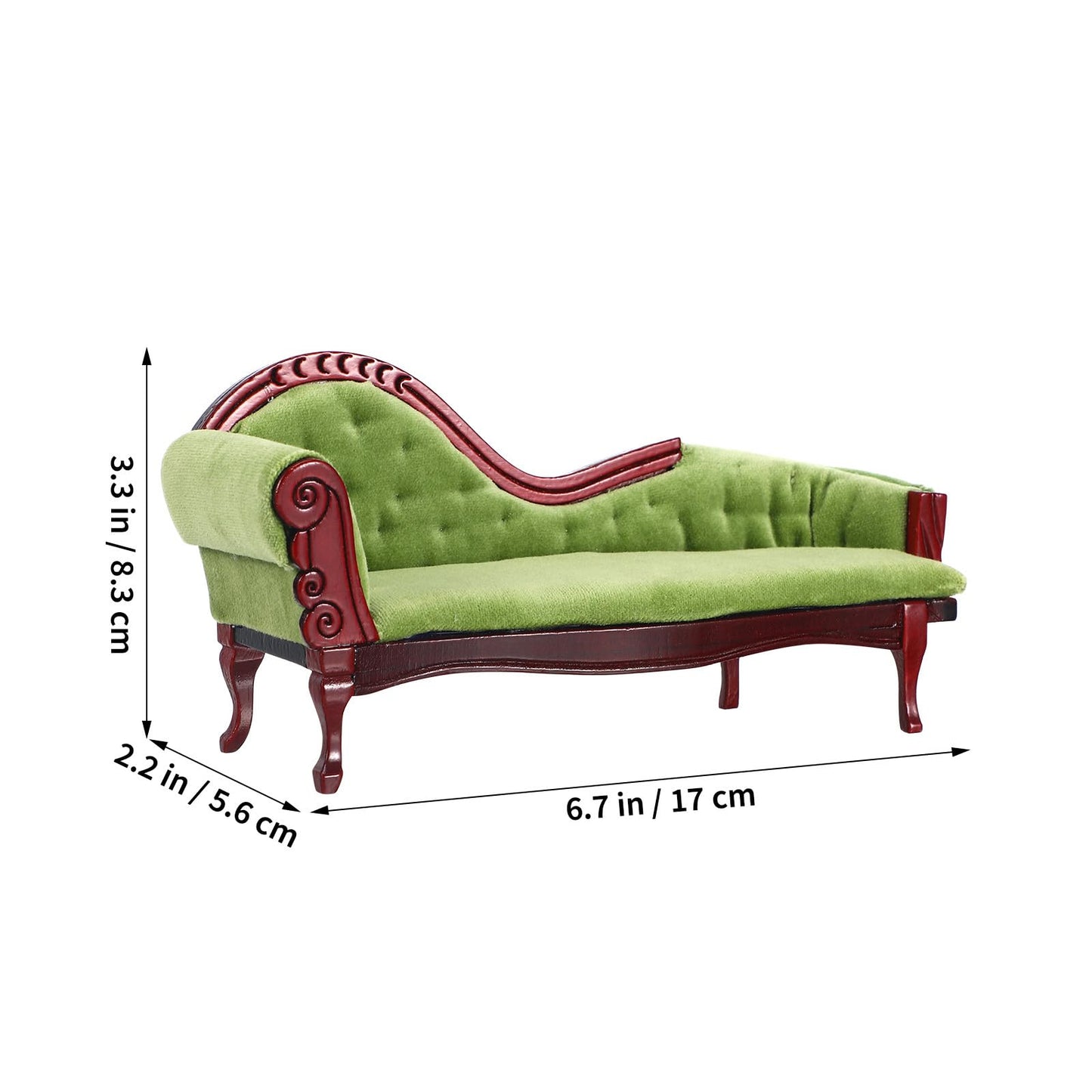 ABOOFAN 1:12 Scale Dollhouse Furniture, Victorian Miniature Couch with Carved Wood Frame, Miniature Sofa for Dollhouse Living Room Display