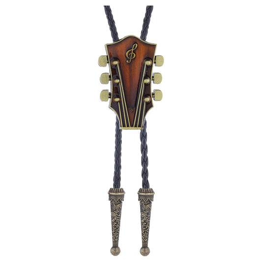 HUABOLA CALYN Bolo Tie for Men, Guitar Cowboy Rodeo Western Bolo Tie Leather Necktie Necklace Costume Accessorie for Women (Orange Bolo Tie)