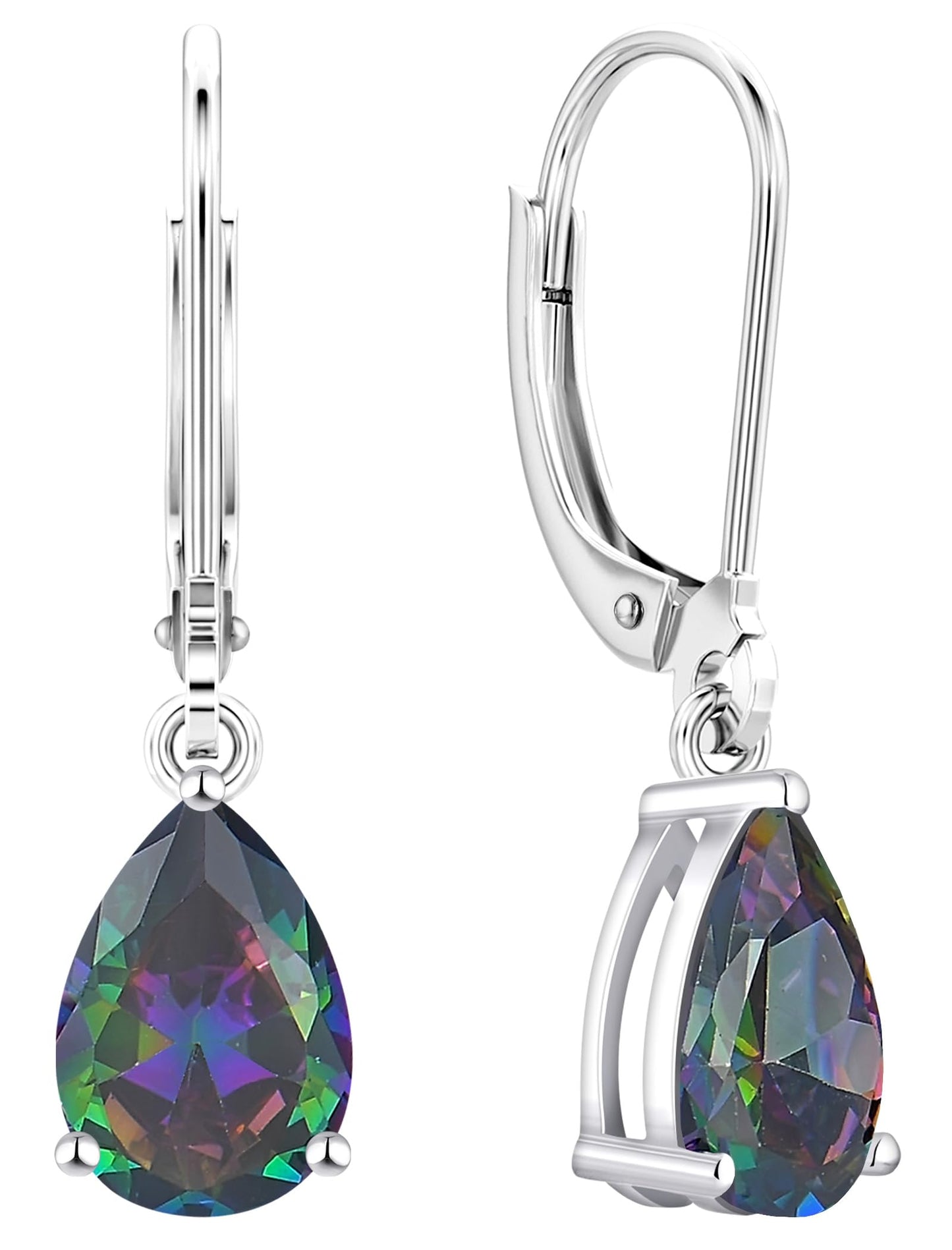 YL 925 Sterling Silver Teardrop Dangle Drop Earrings for Women 7x10 MM Solitaire Created Alexandrite Leverback Jewelry