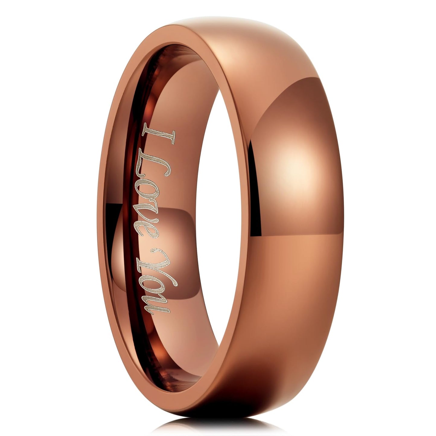 King Will 316L Stainless Steel Wedding Band for Men Women-6mm Width Brown Plated Wedding Ring Domed Style High Polished with Laser I Love You Comfort Fit Size 11