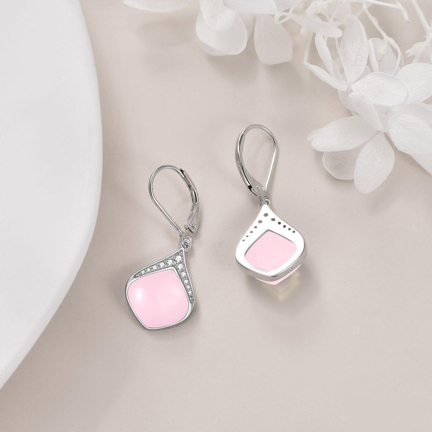 Pink Teardrop Earrings for Women Sterling Silver Cubic Zirconia Teardrop Drop cubic Zirconia Dangle Earrings Jewelry Christmas Gifts for Women