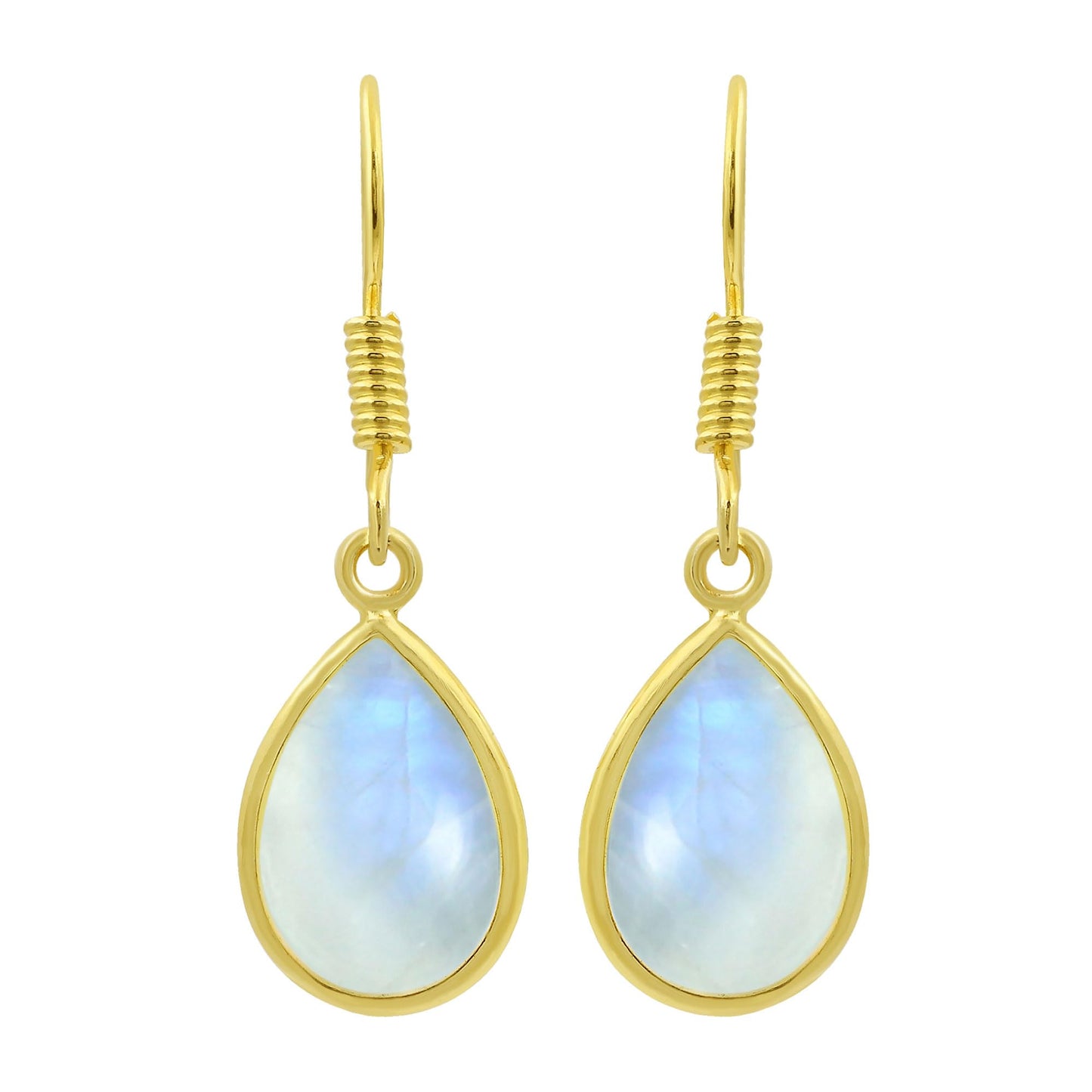 Natural Moonstone 14K Yellow Gold Plated Dangle Earrings for Women - June Birthstone Teardrop Shape White Gemstone Handmade Jewelry Earrings - Gifts for Mom Wife Her