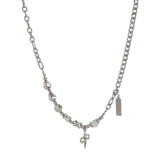Buyongwant Irregular Necklace for Women Star Hip-Hop Chain Fashion Y2k Necklace Zircon Ring Design Versatile Couple Jewelry Silver