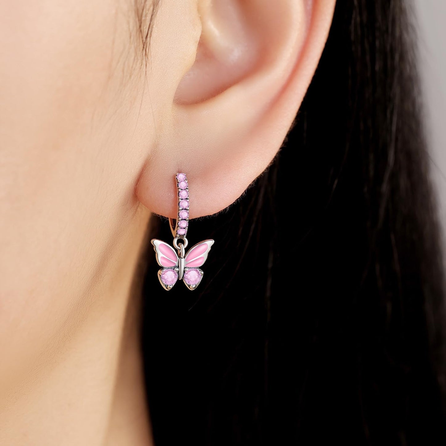 Cycuff 925 Sterling Silver Hoop Earrings Colorful Cubic Zirconia Jewelry Drop Earrings for Women Set Earring Presents for Her