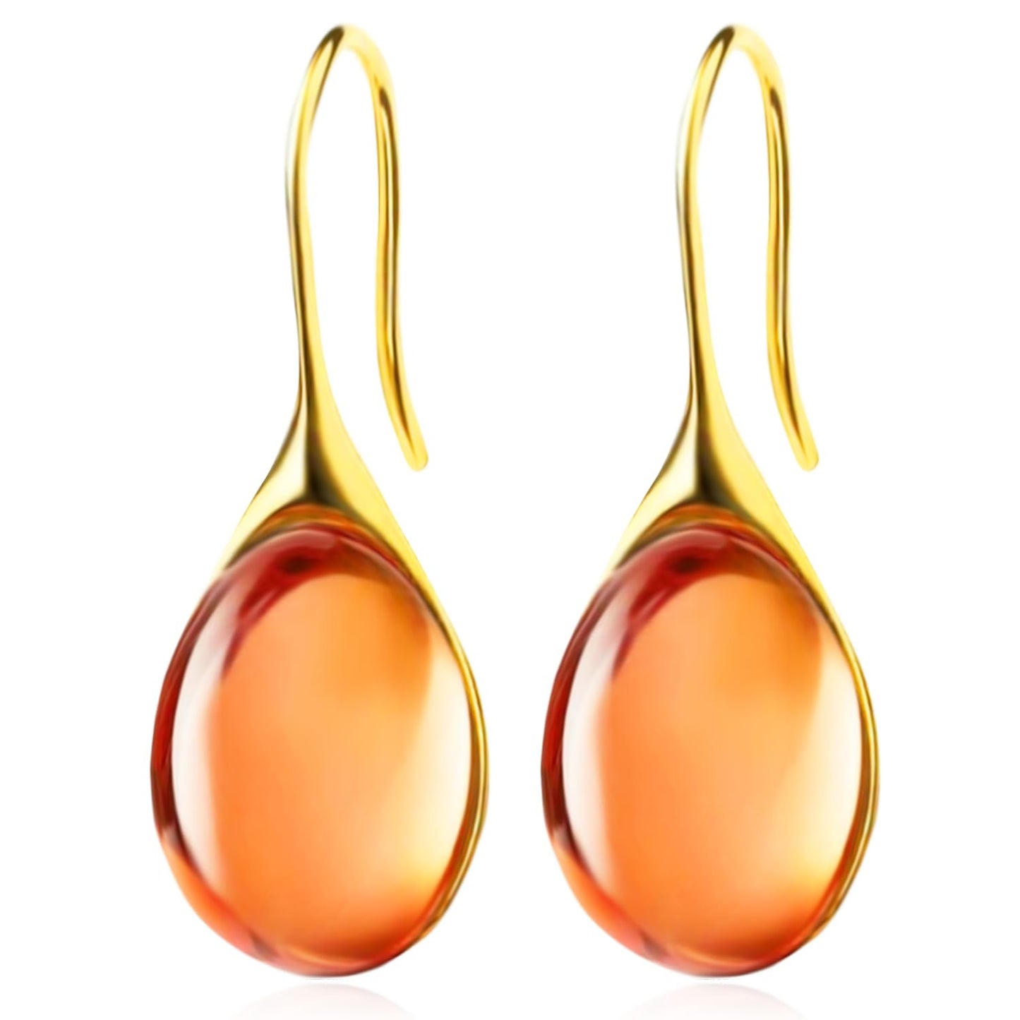 JIMARIN Lightweight Vintage Sparkly Crystal Rhinestone Teardrop Dangle Drop Earrings Bohemian14K Gold Geometry Hook Earring for Women (Gold Orange)
