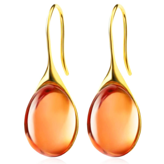 JIMARIN Lightweight Vintage Sparkly Crystal Rhinestone Teardrop Dangle Drop Earrings Bohemian14K Gold Geometry Hook Earring for Women (Gold Orange)