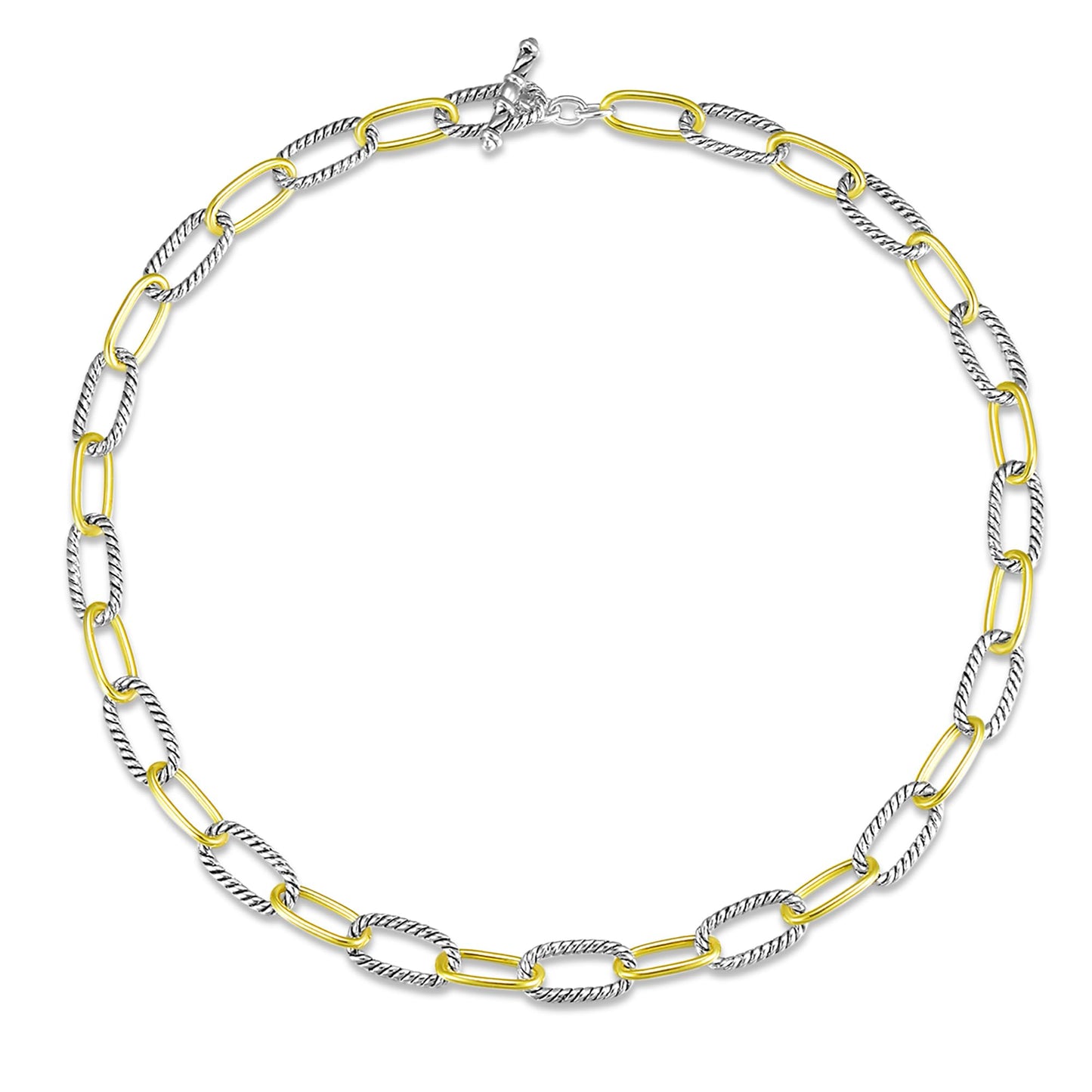 UNY JEWEL Twisted Cable Wire Paper Clips Link Chain Necklace Two Tone Designer Brand Inspired Look Alike Women Jewelry Valentine Christmas Gift Two Tone